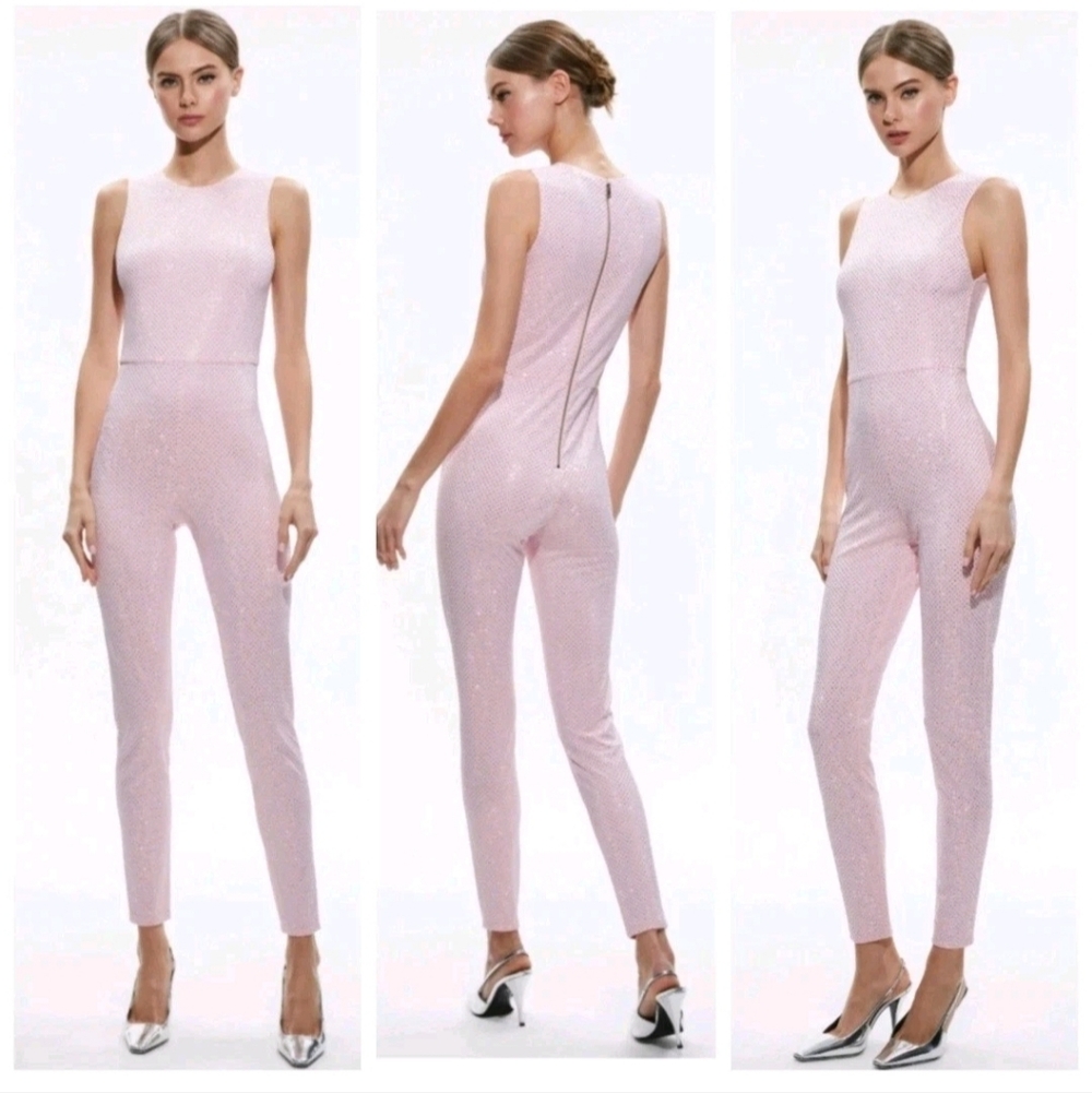 ALICE + OLIVIA FREDDIE CREWNECK EMBELLISHED CATSUIT $595 - Picture 6 of 15